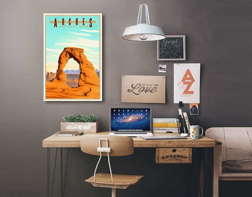 Arches National Park, Lithograph, Lantern Press Artwork, Stretched Canvas Canvas Lantern Press 