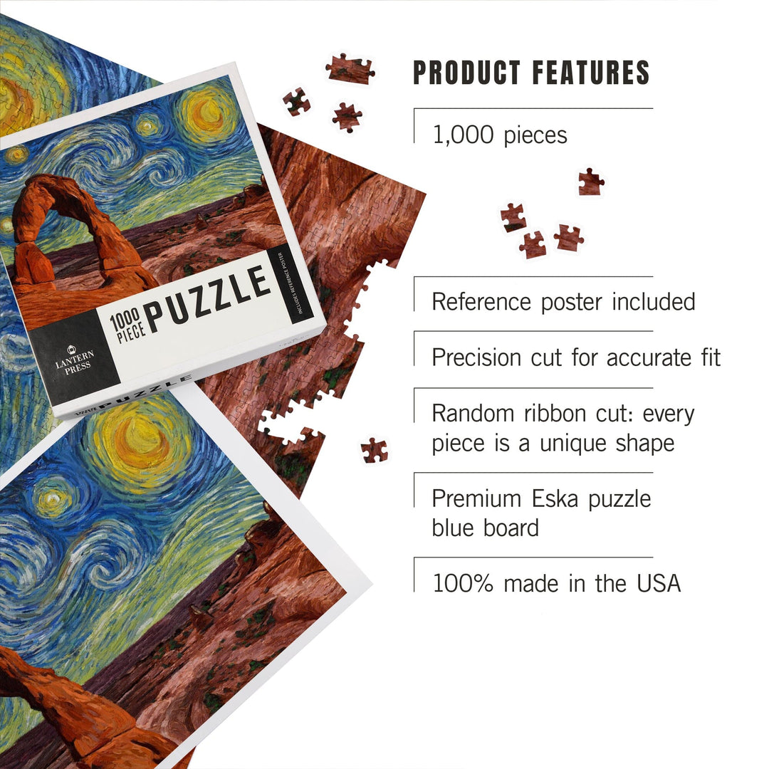 Arches National Park, Starry Night National Park Series, Jigsaw Puzzle Puzzle Lantern Press 