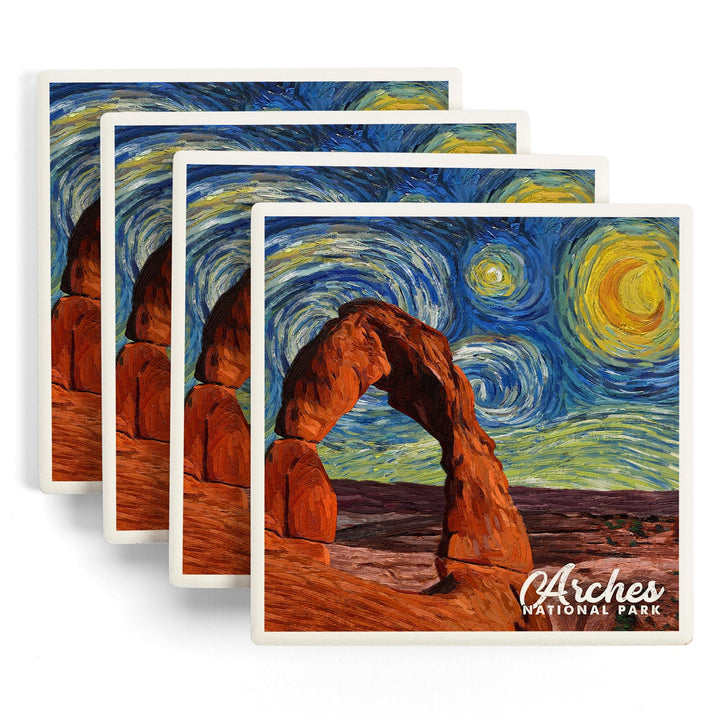 Arches National Park, Starry Night Series, Delicate Arch, Coasters Coasters Lantern Press 