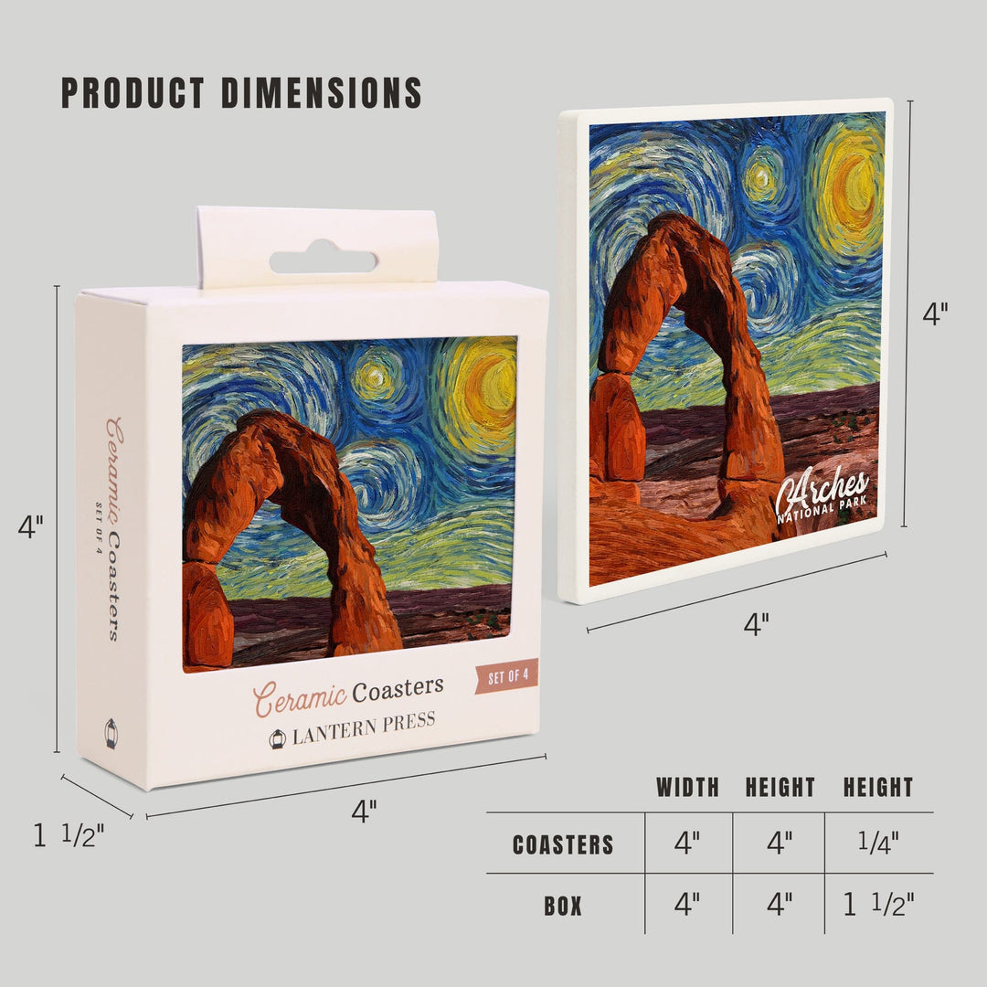 Arches National Park, Starry Night Series, Delicate Arch, Coasters Coasters Lantern Press 