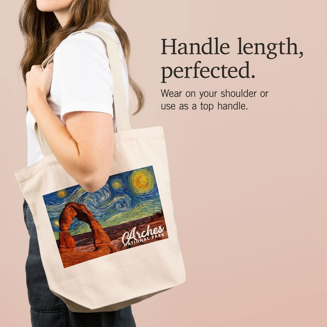 Arches National Park, Starry Night Series, Delicate Arch, Lantern Press Artwork, Tote Bag Totes Lantern Press 