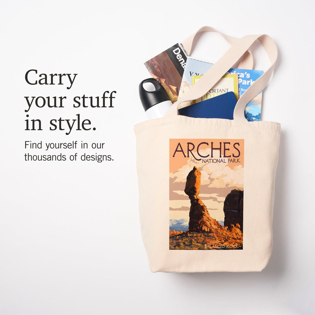 Arches National Park, Utah, Balanced Rock, Lantern Press Artwork, Tote Bag Totes Lantern Press 