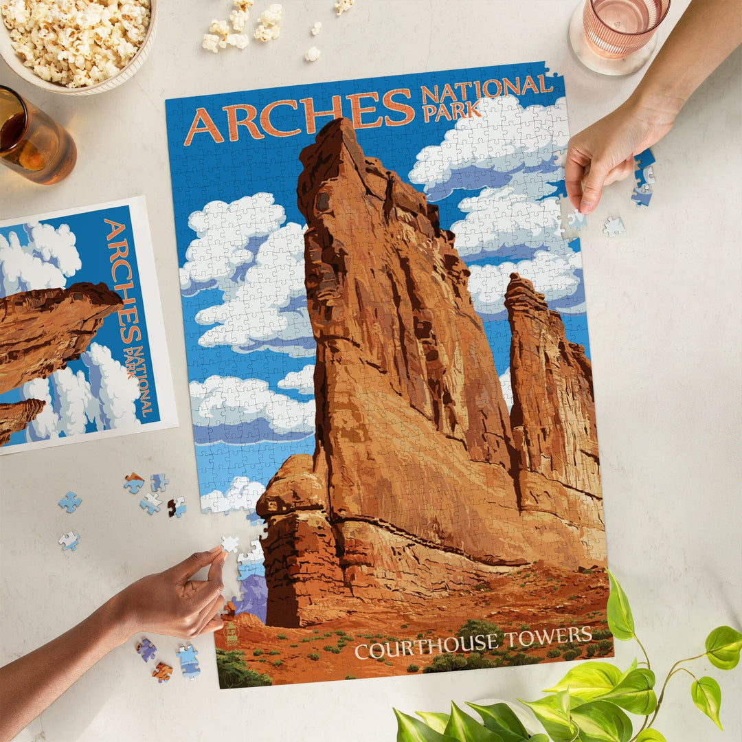 Arches National Park, Utah, Courthouse Towers, Jigsaw Puzzle Puzzle Lantern Press 