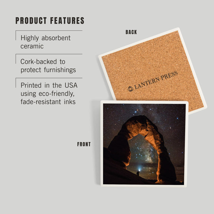 Arches National Park, Utah, Delicate Arch and Milky Way, Coasters Coasters Lantern Press 