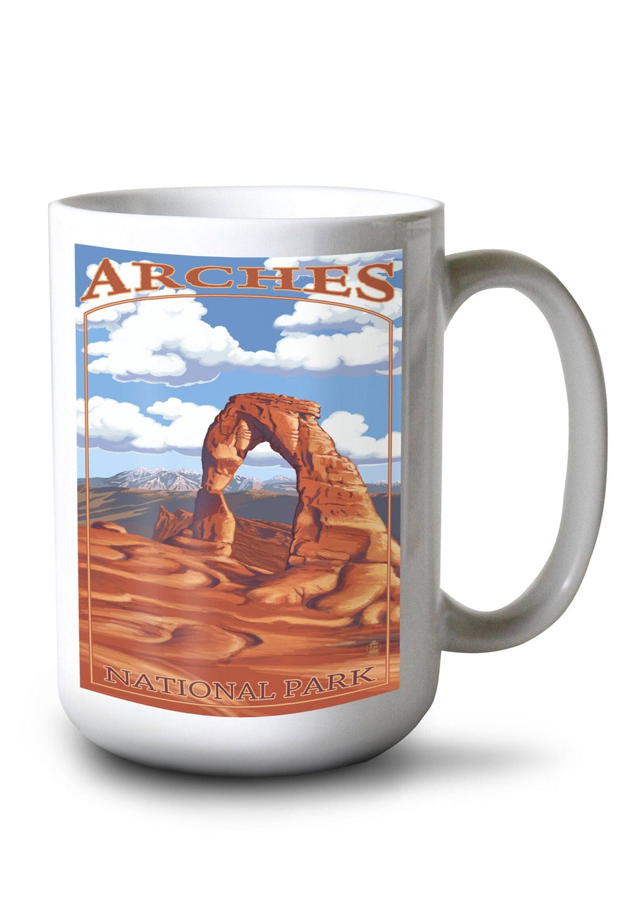 Arches National Park, Utah, Delicate Arch, Day Scene, Lantern Press Artwork, Ceramic Mug Mugs Lantern Press 