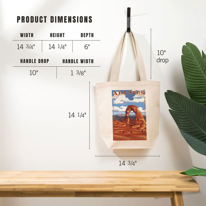 Arches National Park, Utah, Delicate Arch, Day Scene, Lantern Press Artwork, Tote Bag Totes Lantern Press 