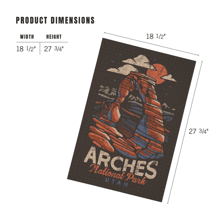 Arches National Park, Utah, Delicate Arch, Distressed Vector, Jigsaw Puzzle Puzzle Lantern Press 