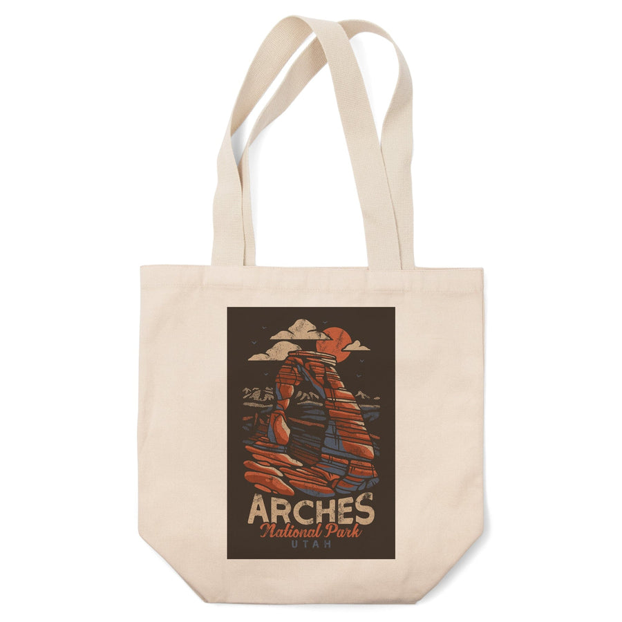 Arches National Park, Utah, Delicate Arch, Distressed Vector, Tote Bag Totes Lantern Press 