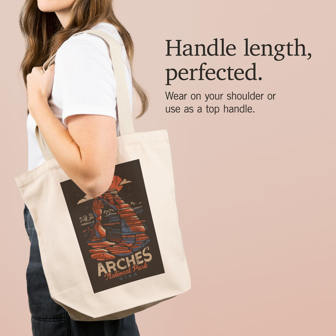 Arches National Park, Utah, Delicate Arch, Distressed Vector, Tote Bag Totes Lantern Press 