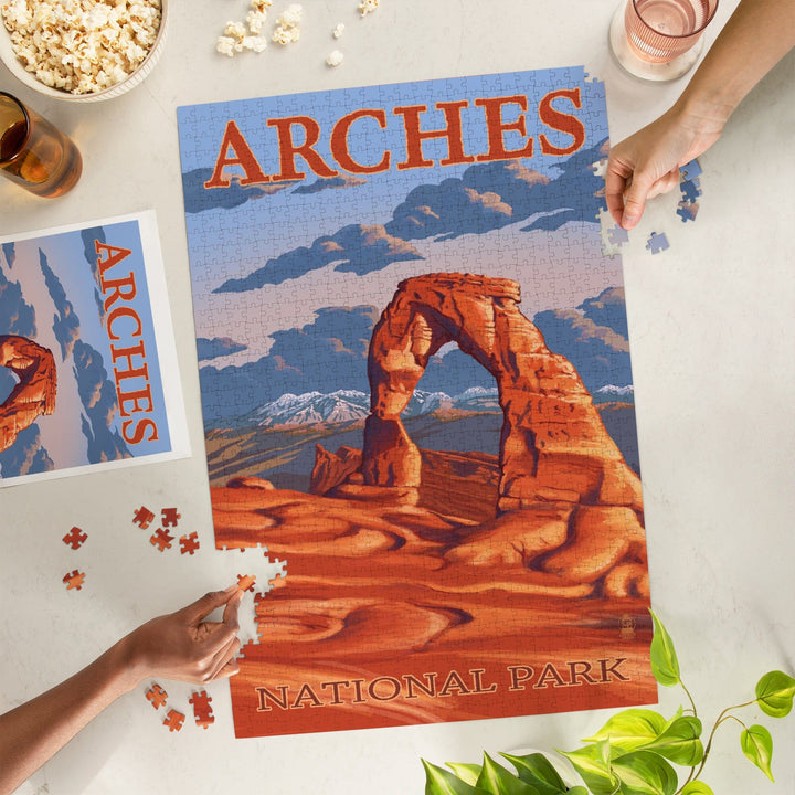 Arches National Park, Utah, Delicate Arch Illustration, Jigsaw Puzzle Puzzle Lantern Press 