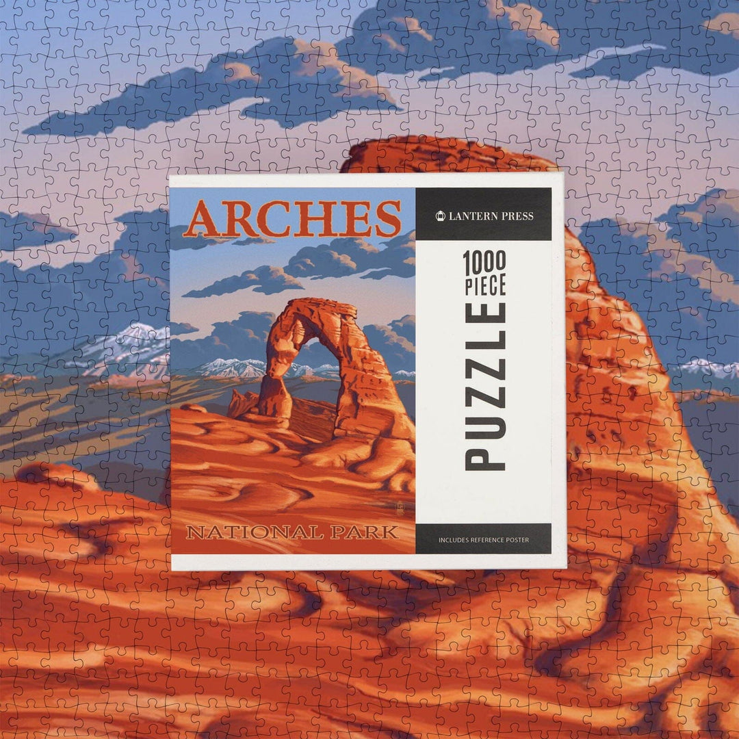 Arches National Park, Utah, Delicate Arch Illustration, Jigsaw Puzzle Puzzle Lantern Press 