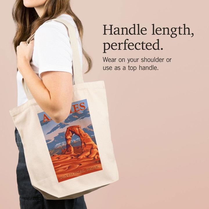 Arches National Park, Utah, Delicate Arch Illustration, Lantern Press Artwork, Tote Bag Totes Lantern Press 