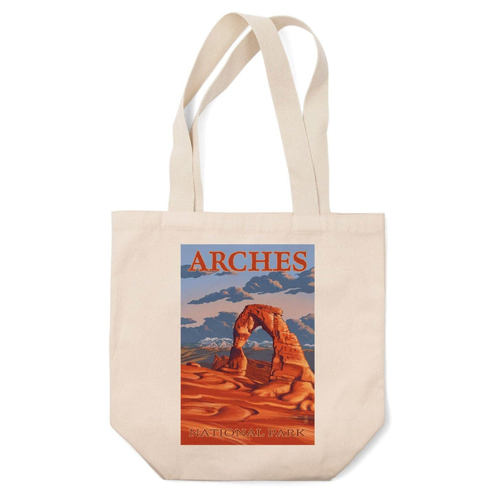 Arches National Park, Utah, Delicate Arch Illustration, Lantern Press Artwork, Tote Bag Totes Lantern Press 