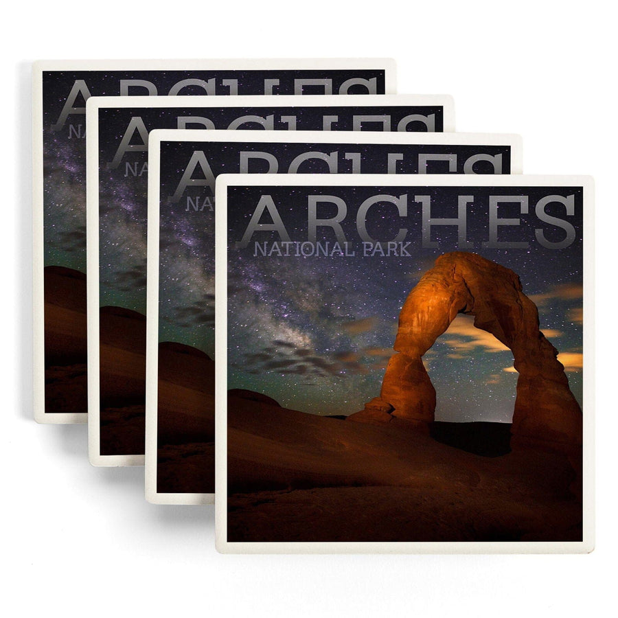 Arches National Park, Utah, Delicate Arch, Lantern Press Photography, Coaster Set Coasters Lantern Press 