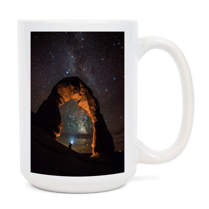 Arches National Park, Utah, Delicate Arch & Milky Way, Lantern Press Photography, Ceramic Mug Mugs Lantern Press 