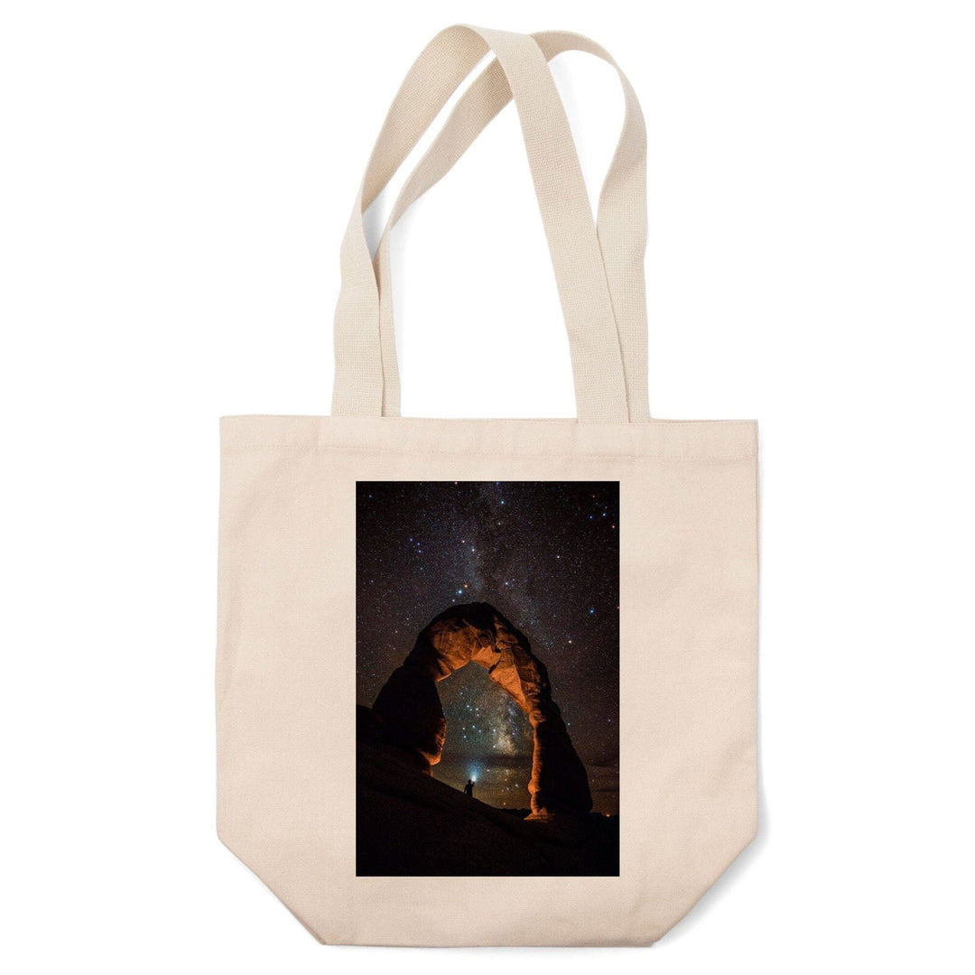 Arches National Park, Utah, Delicate Arch & Milky Way, Lantern Press Photography, Tote Bag Totes Lantern Press 