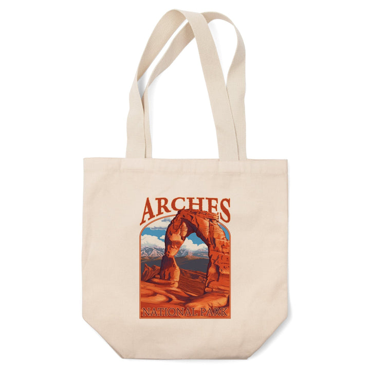 Arches National Park, Utah, Delicate Arch, Painterly Series, Contour, Lantern Press Artwork, Tote Bag Totes Lantern Press 