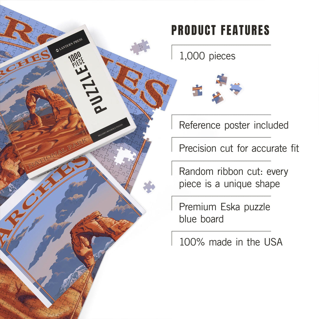 Arches National Park, Utah, Delicate Arch, Painterly Series, Jigsaw Puzzle Puzzle Lantern Press 