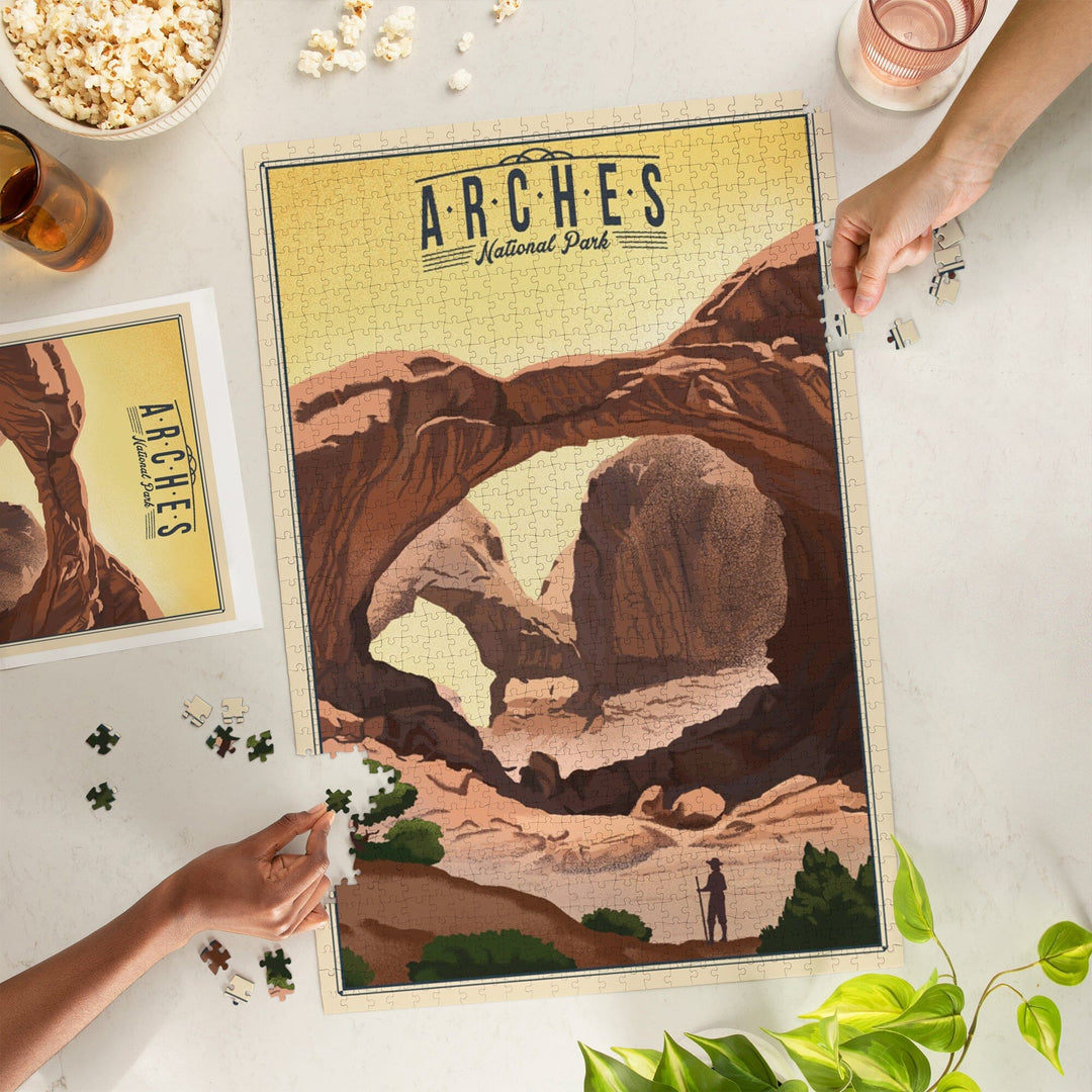 Arches National Park, Utah, Double Arch, Litho, Jigsaw Puzzle Puzzle Lantern Press 