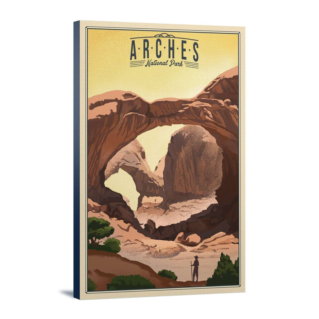 Arches National Park, Utah, Double Arch, Litho, Lantern Press Artwork, Stretched Canvas Canvas Lantern Press 