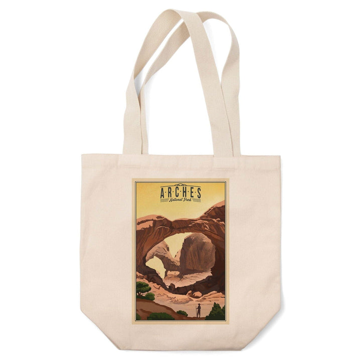 Arches National Park, Utah, Double Arch, Litho, Lantern Press Artwork, Tote Bag Totes Lantern Press 