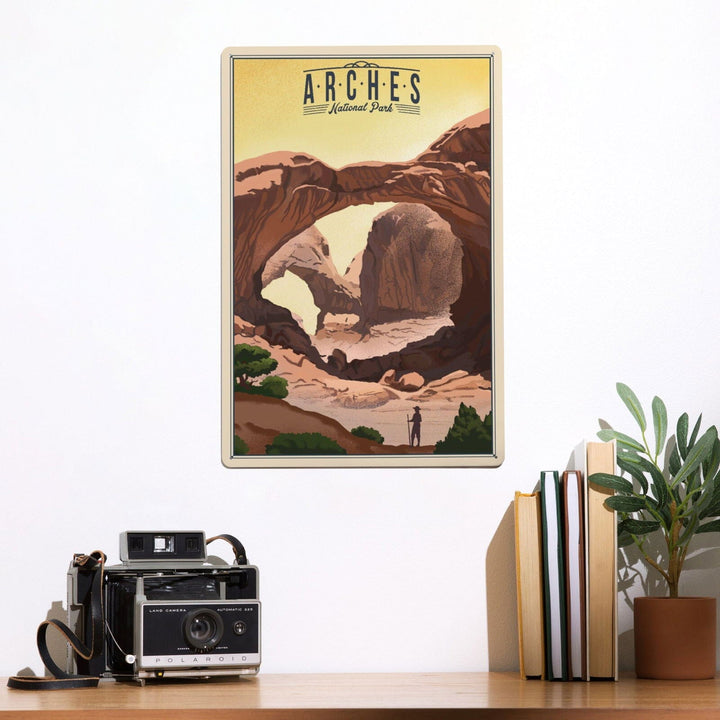 Arches National Park, Utah, Double Arch, Litho, Metal Signs Metal Lantern Press 