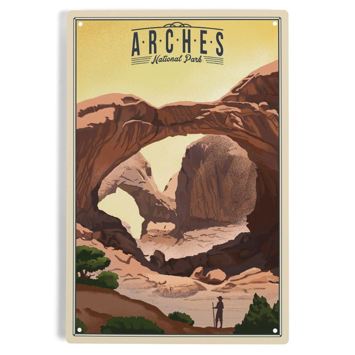 Arches National Park, Utah, Double Arch, Litho, Metal Signs Metal Lantern Press 