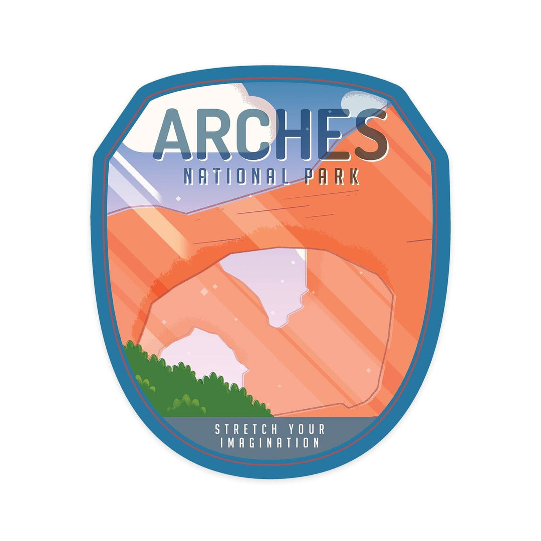 Arches National Park. Utah, Double Arch, Pop Sky, Contour, Vinyl Sticker Sticker Lantern Press 