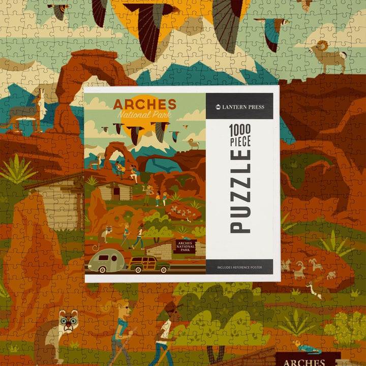 Arches National Park, Utah, Geometric National Park Series, Jigsaw Puzzle Puzzle Lantern Press 
