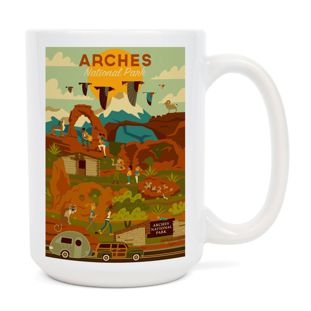 Arches National Park, Utah, Geometric National Park Series, Lantern Press Artwork, Ceramic Mug Mugs Lantern Press 