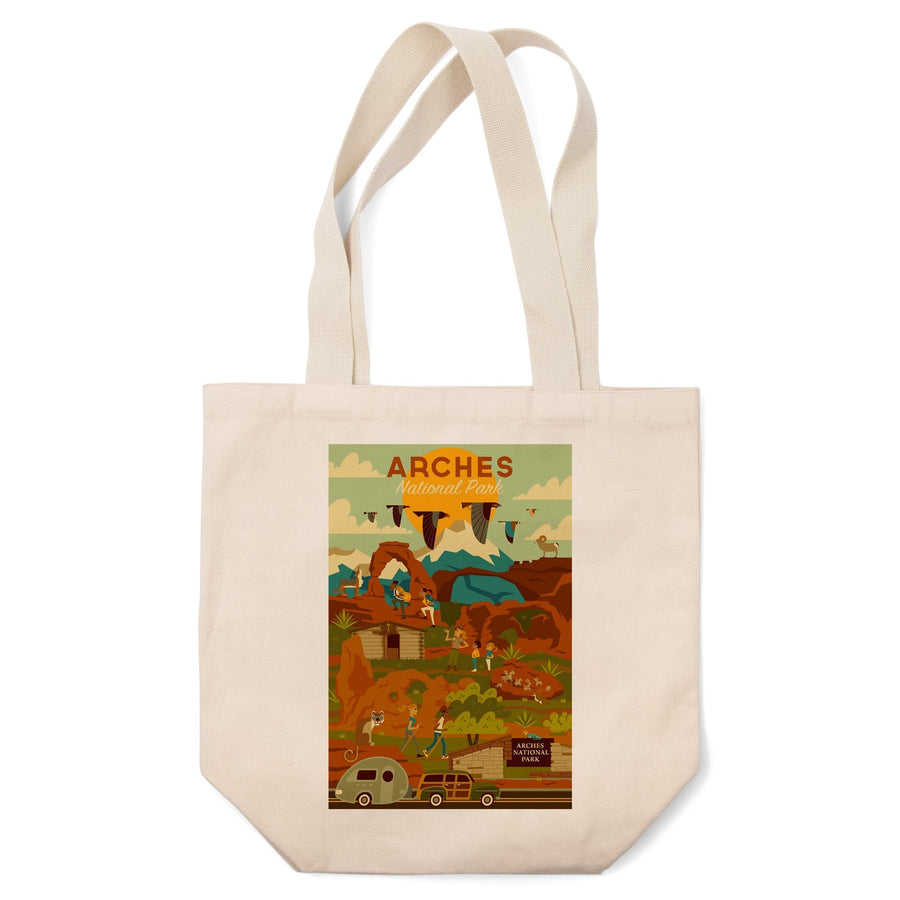 Arches National Park, Utah, Geometric National Park Series, Lantern Press Artwork, Tote Bag Totes Lantern Press 