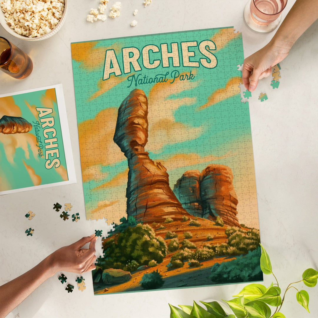 Arches National Park, Utah, Oil Painting, Jigsaw Puzzle Puzzle Lantern Press 