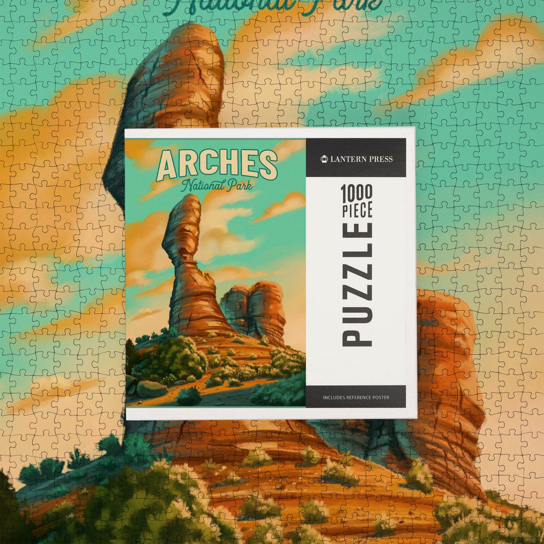 Arches National Park, Utah, Oil Painting, Jigsaw Puzzle Puzzle Lantern Press 