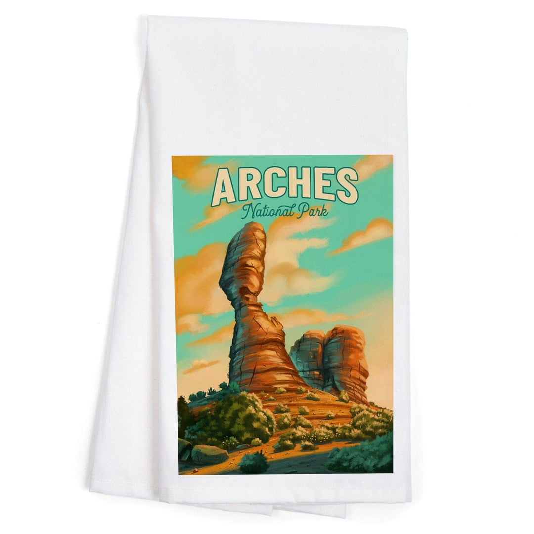 Arches National Park, Utah, Oil Painting, Organic Cotton Kitchen Tea Towels Kitchen Lantern Press 