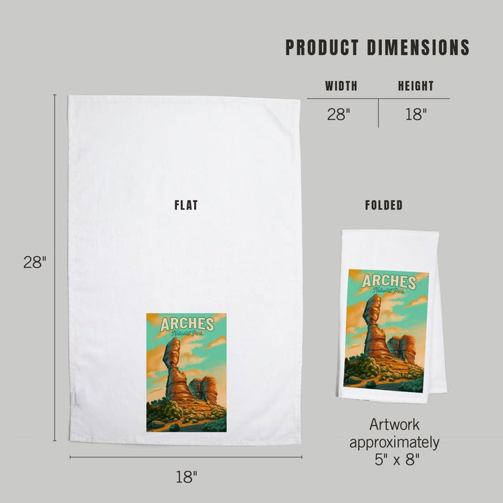 Arches National Park, Utah, Oil Painting, Organic Cotton Kitchen Tea Towels Kitchen Lantern Press 