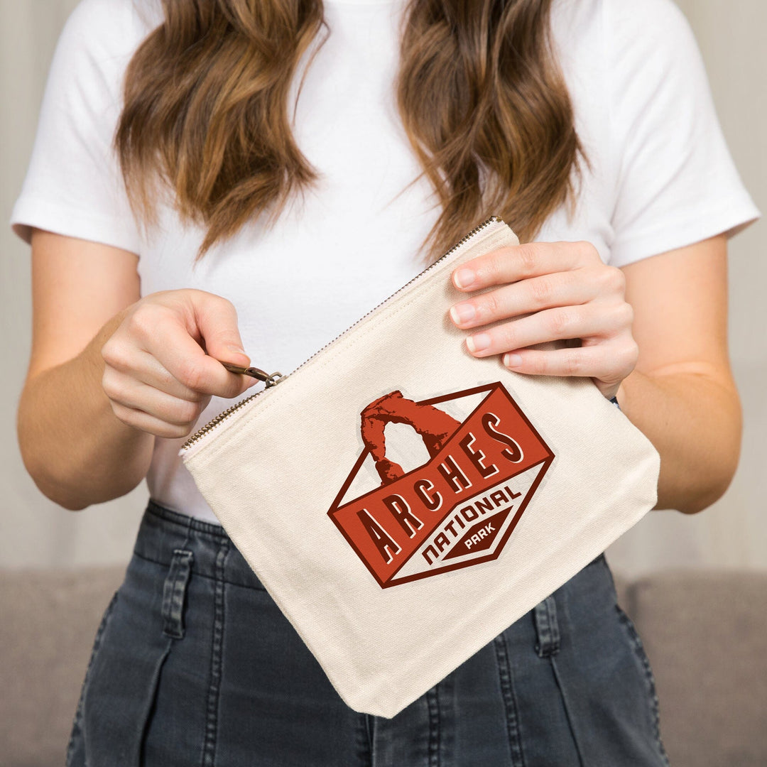 Arches National Park, Utah,, Organic Cotton Zipper Pouch, Go Bag Go Bag Lantern Press 