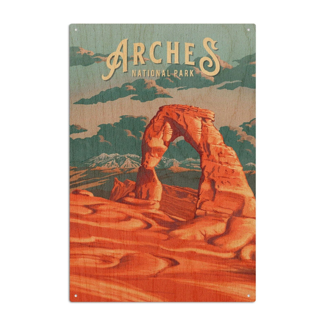 Arches National Park, Utah, Painterly National Park Series, Wood Signs and Postcards Wood Lantern Press 10 x 15 Wood Sign 