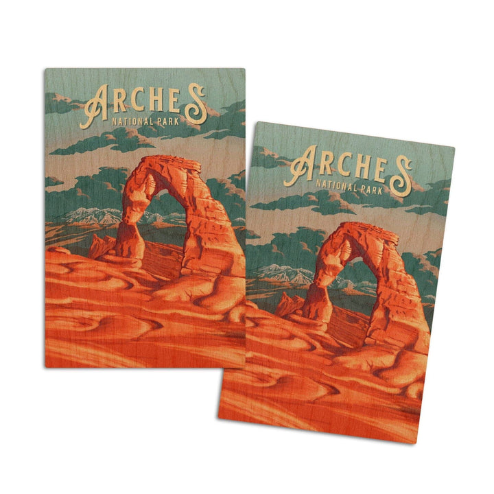 Arches National Park, Utah, Painterly National Park Series, Wood Signs and Postcards Wood Lantern Press 4x6 Wood Postcard Set 