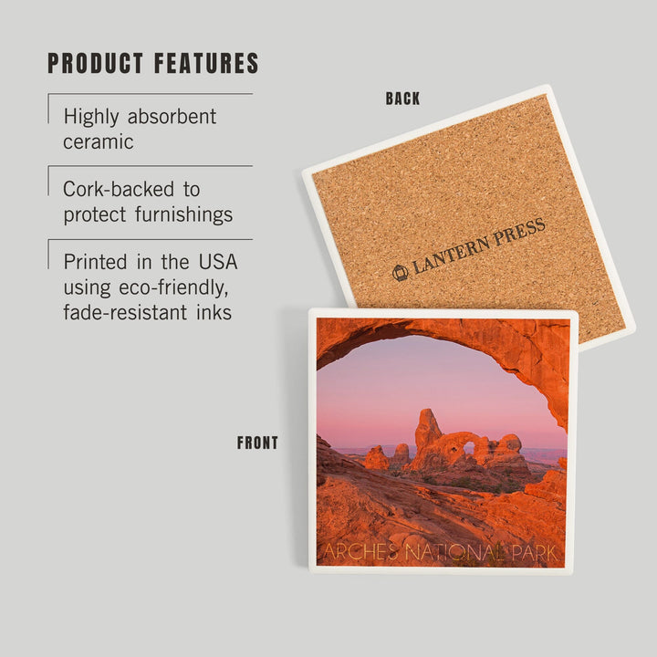 Arches National Park, Utah, Pink Sky, Coasters Coasters Lantern Press 