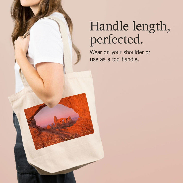 Arches National Park, Utah, Pink Sky, Lantern Press Photography, Tote Bag Totes Lantern Press 