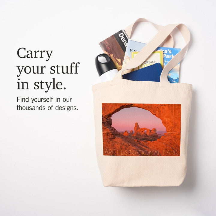 Arches National Park, Utah, Pink Sky, Lantern Press Photography, Tote Bag Totes Lantern Press 