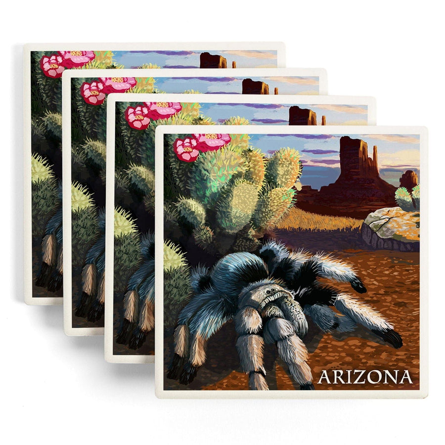 Arizona, Blond Tarantula, Lantern Press Poster, Coaster Set Coasters Lantern Press 