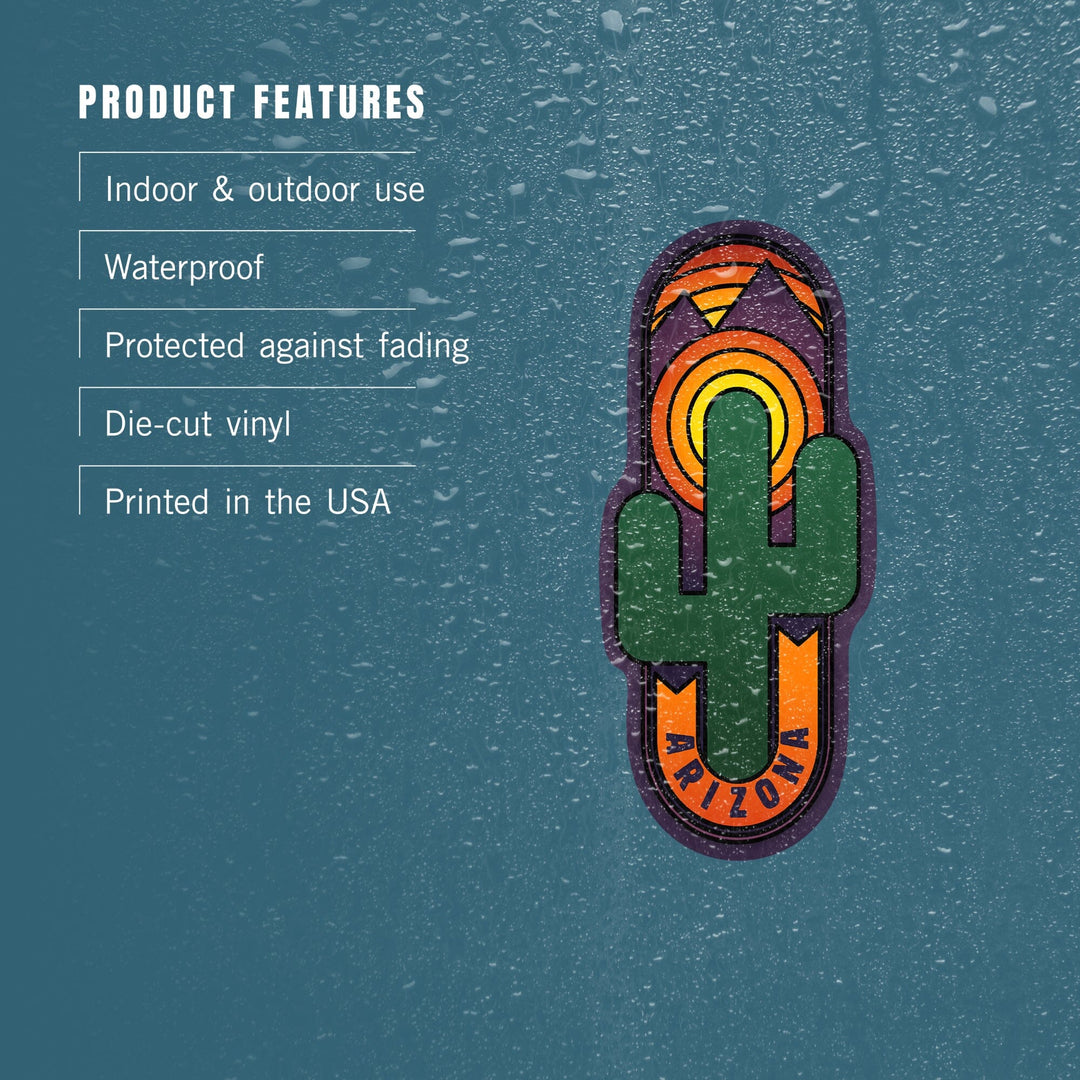 Arizona, Cactus, Contour, Lantern Press Artwork, Vinyl Sticker Sticker Lantern Press 