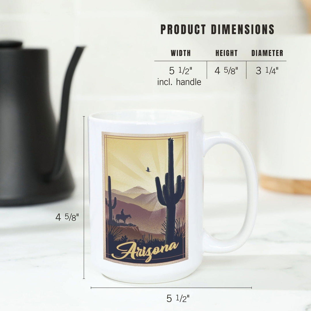 Arizona, Desert Scene, Lithograph, Lantern Press Artwork, Ceramic Mug Mugs Lantern Press 