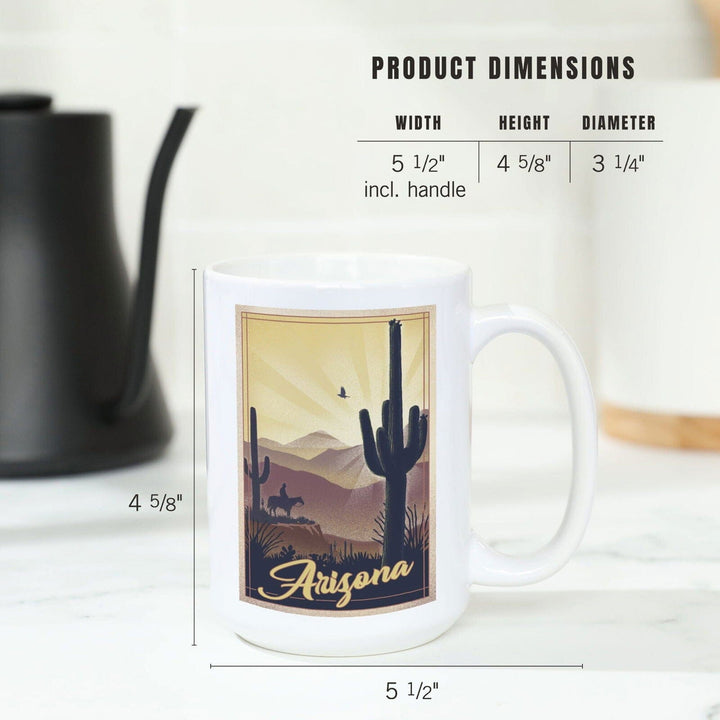 Arizona, Desert Scene, Lithograph, Lantern Press Artwork, Ceramic Mug Mugs Lantern Press 