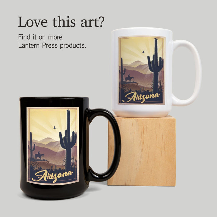 Arizona, Desert Scene, Lithograph, Lantern Press Artwork, Ceramic Mug Mugs Lantern Press 