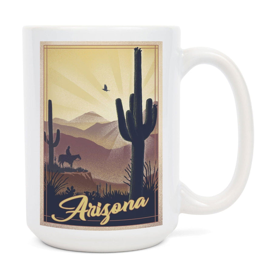 Arizona, Desert Scene, Lithograph, Lantern Press Artwork, Ceramic Mug Mugs Lantern Press 