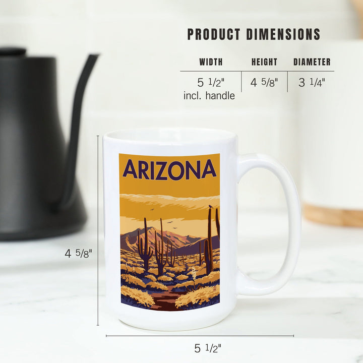 Arizona, Desert Scene with Cactus, Ceramic Mug Mugs Lantern Press 