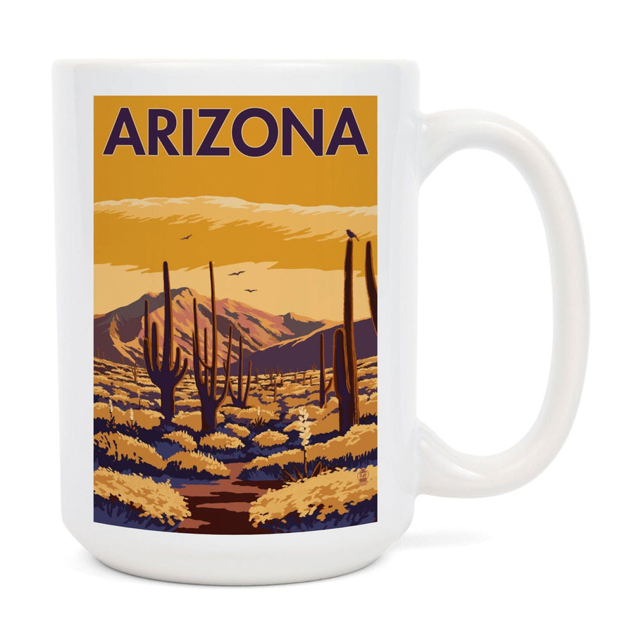 Arizona, Desert Scene with Cactus, Ceramic Mug Mugs Lantern Press 