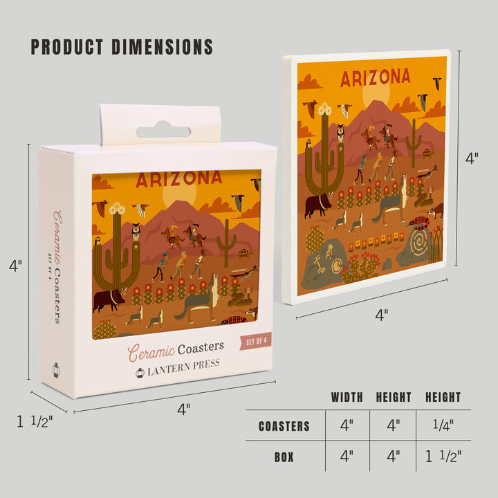 Arizona, Geometric, Coasters Coasters Lantern Press 